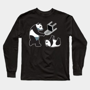 Funny Panda Wrestling Long Sleeve T-Shirt